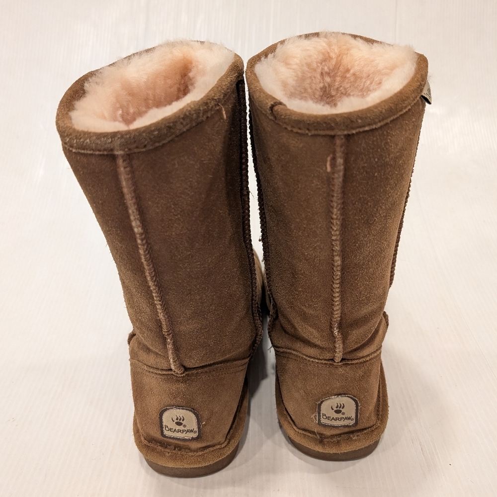 BEARPAW Emma Chestnut Tan Suede Sheepskin Fur Lined Cozy Tall Boots size 9 - Picture 9 of 12